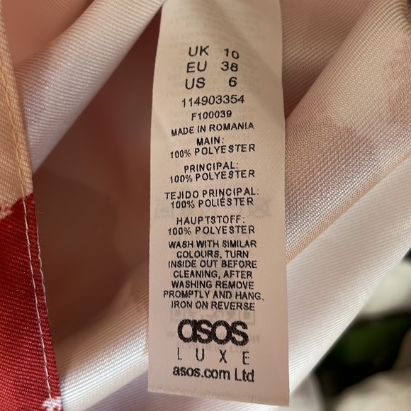 NWT. ASOS LUXE 6 Satin Bow Back Mini Skirt in Pink Animal Print. - Picture 8 of 9